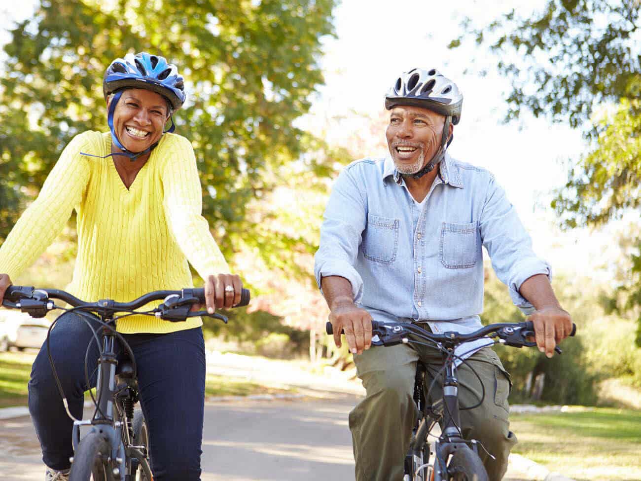 senior couple on a bike ride