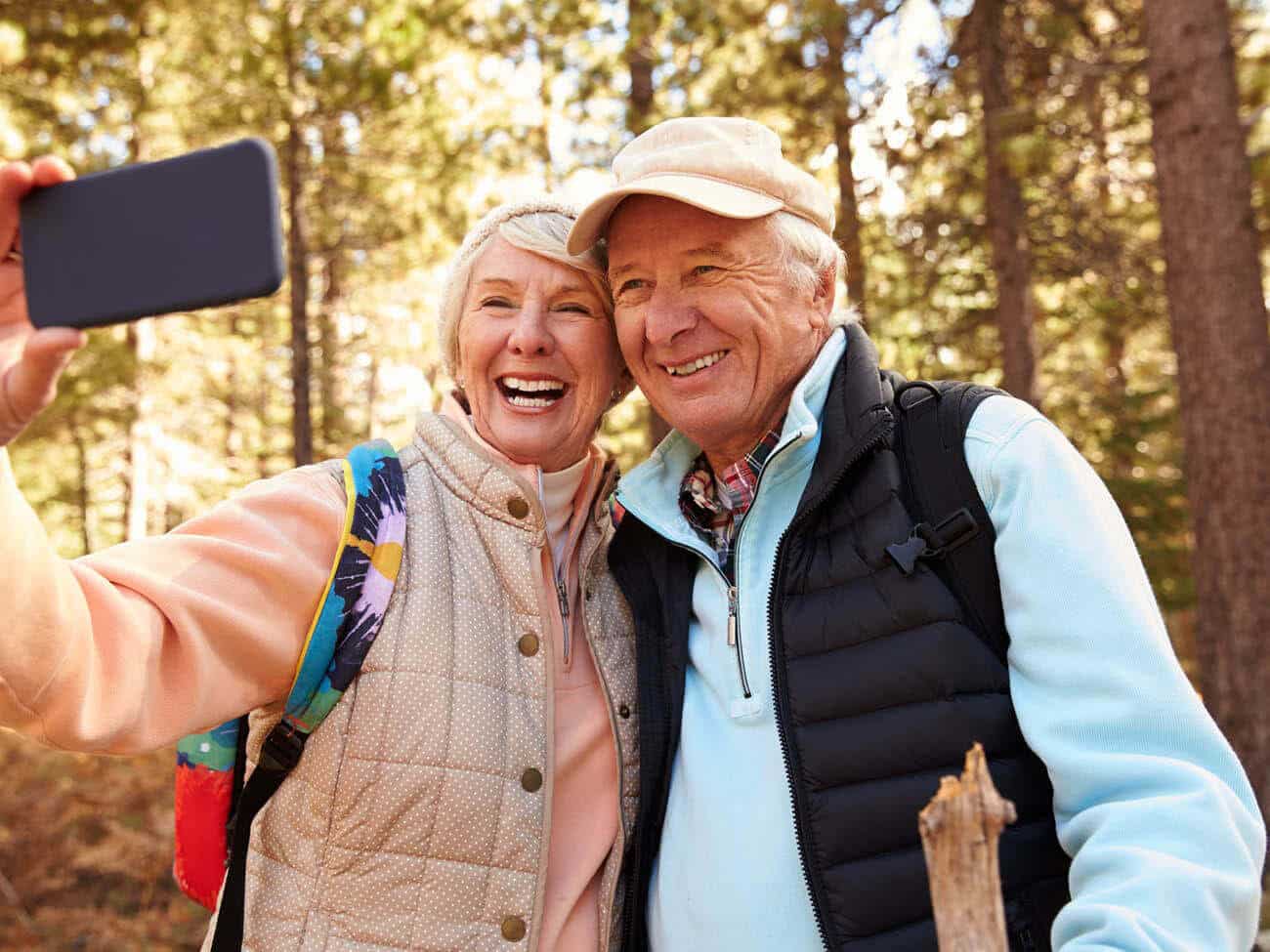 senior couple taking a selfie